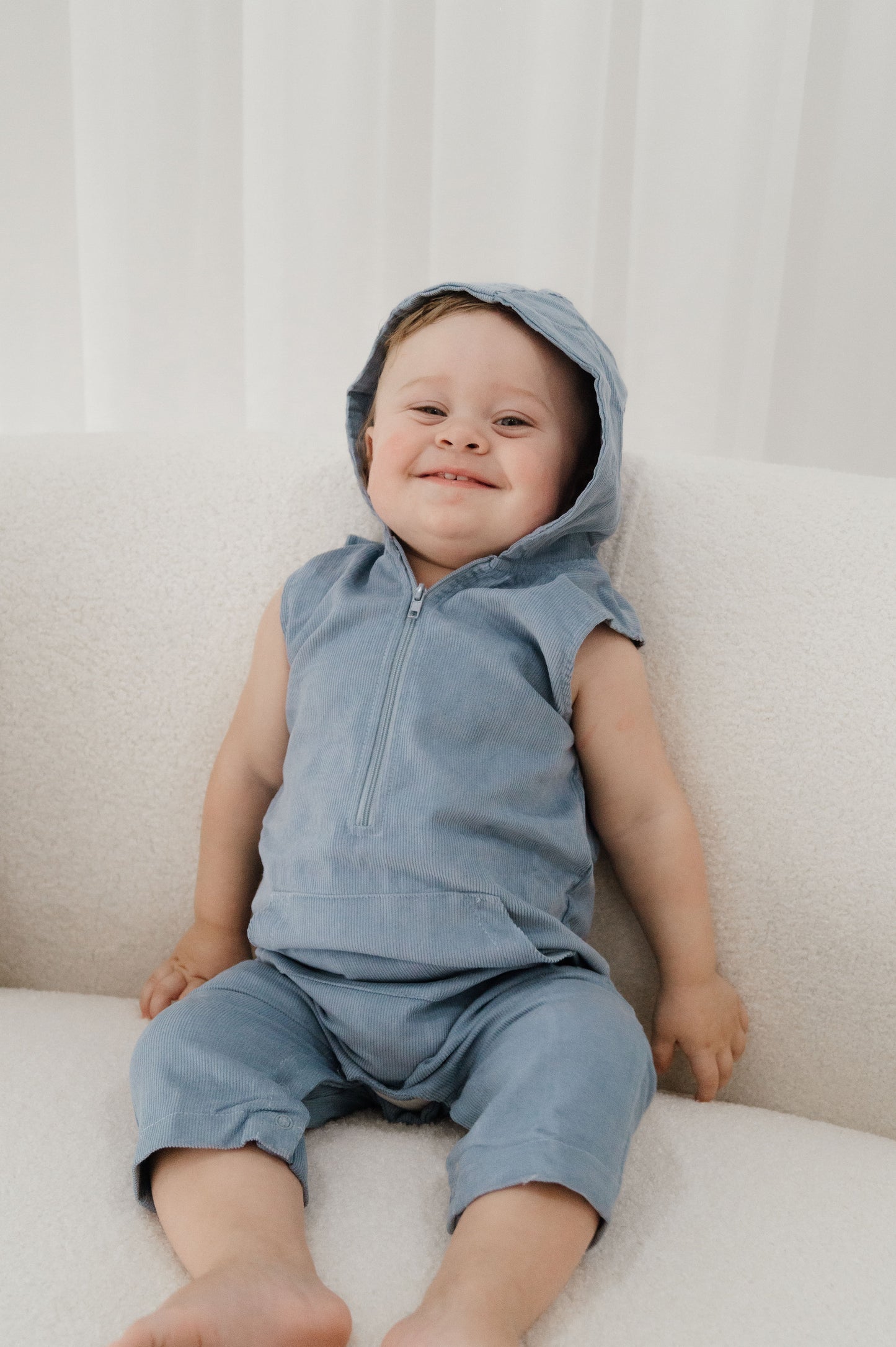 Bump Baby Imaging - Hooded Romper - Blue Corduroy