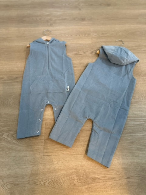 Bump Baby Imaging - Hooded Romper - Blue Corduroy