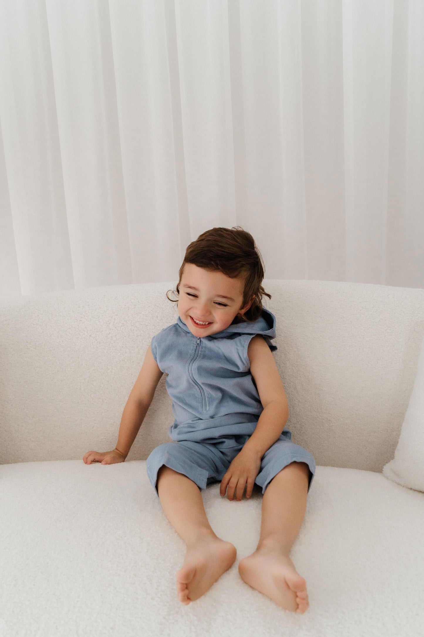 Bump Baby Imaging - Hooded Romper - Blue Corduroy